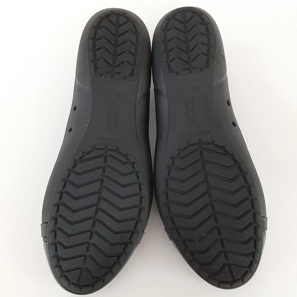 Crocs Jayna Ballet Flats Patent Cap Toe Black Womens 9 Comfort Minimalist Ballet